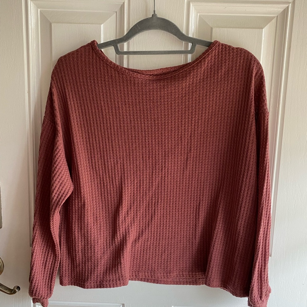 Mauve waffle knit long sleeve